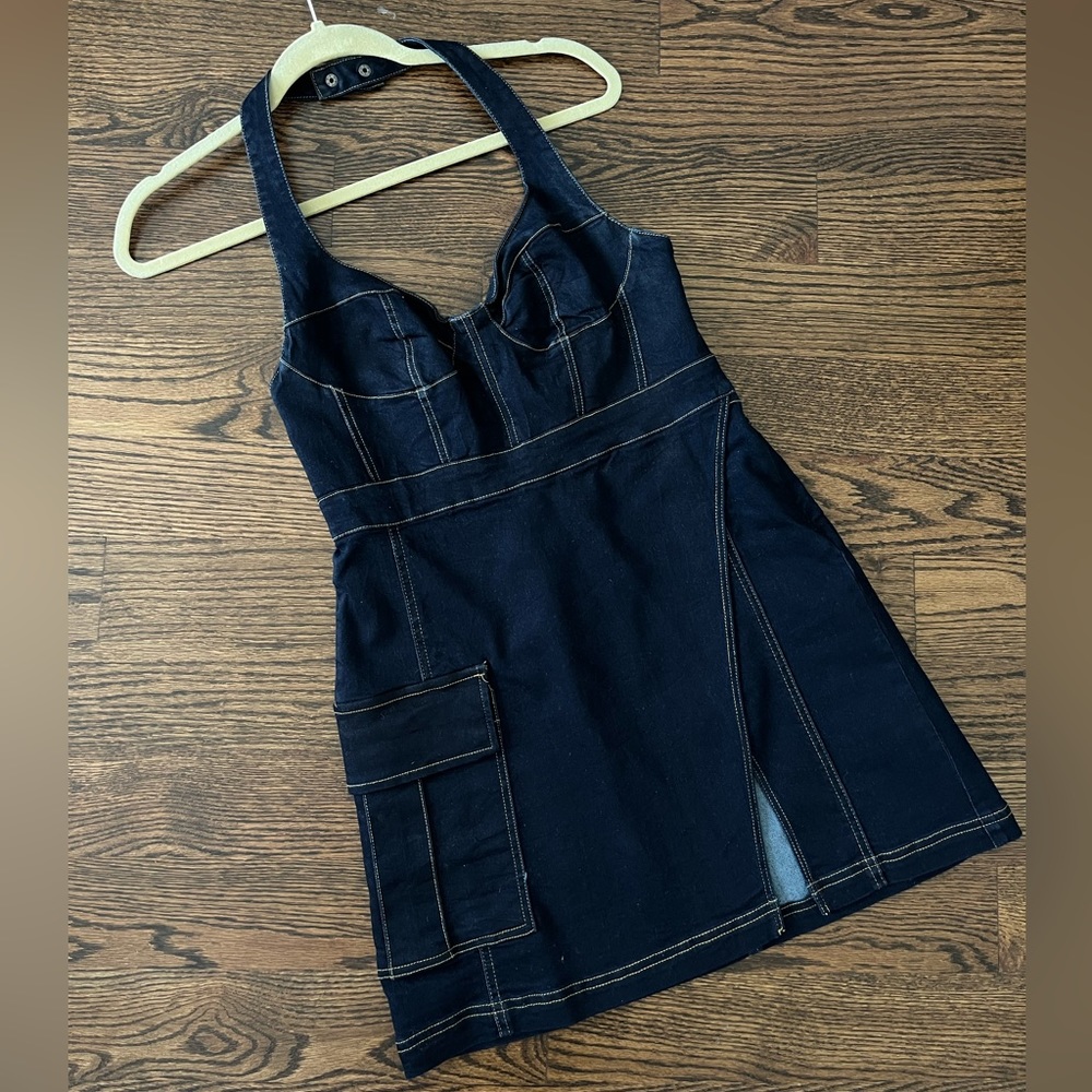 UO Jenny Denim Bustier Mini Dress